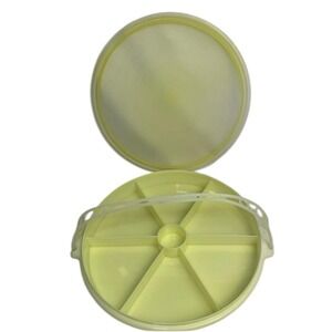 Tupperware Party Susan Yellow Divided Serving Tray with Lid 224-5 Vintage Picnic